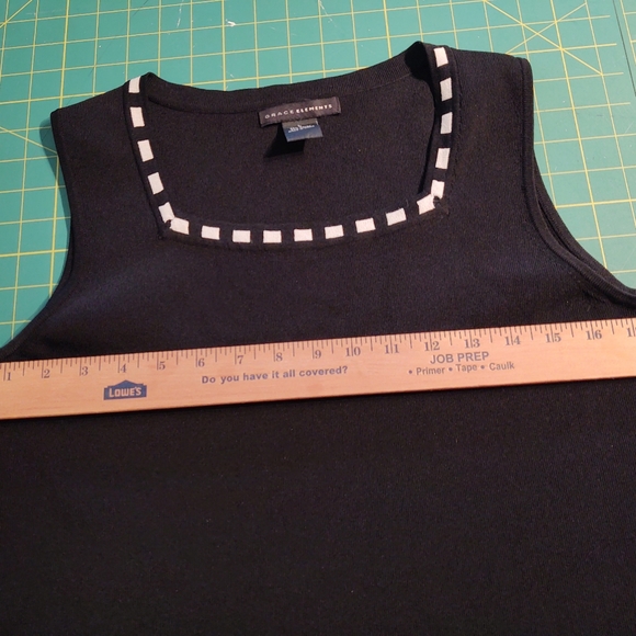 GRACE Elements Size L Black Stretch Ribbed 3 Piece Set Jacket Pencil Skirt Tank - Picture 13 of 14